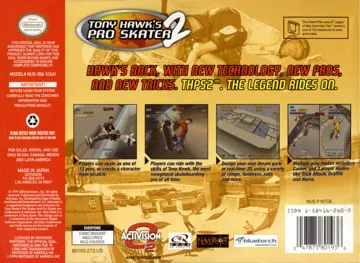 Tony Hawk's Pro Skater 2 (USA) (Beta) (2001-04-20) box cover back